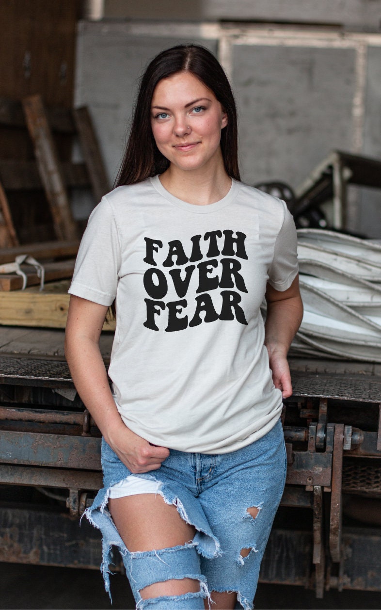 Faith Over Fear svg, Faith svg, Believe svg, Retro Wavy Letters