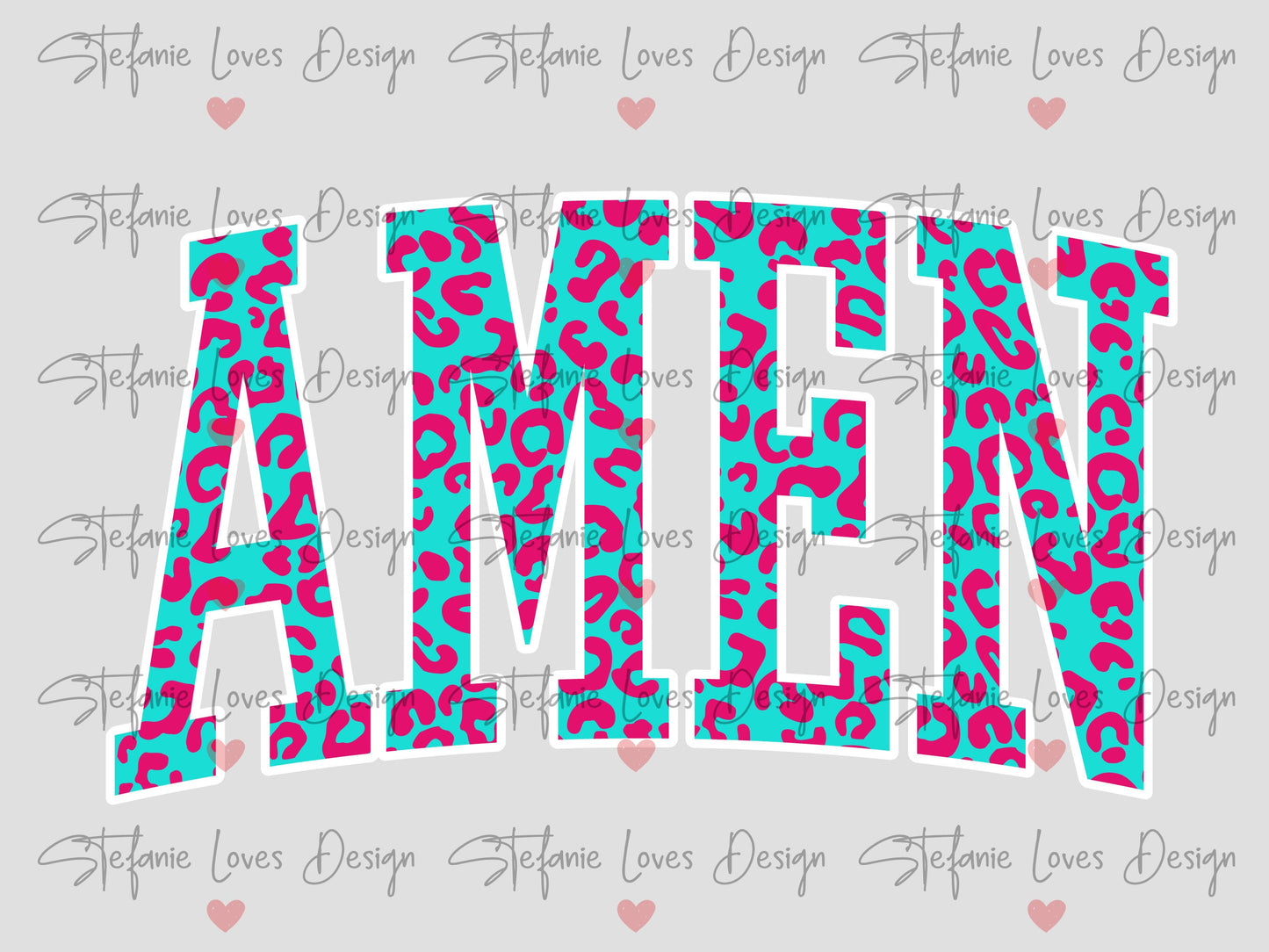 Amen png, Amen Leopard png, Christian saying, Digital Design, Turquoise and Dark Pink Amen