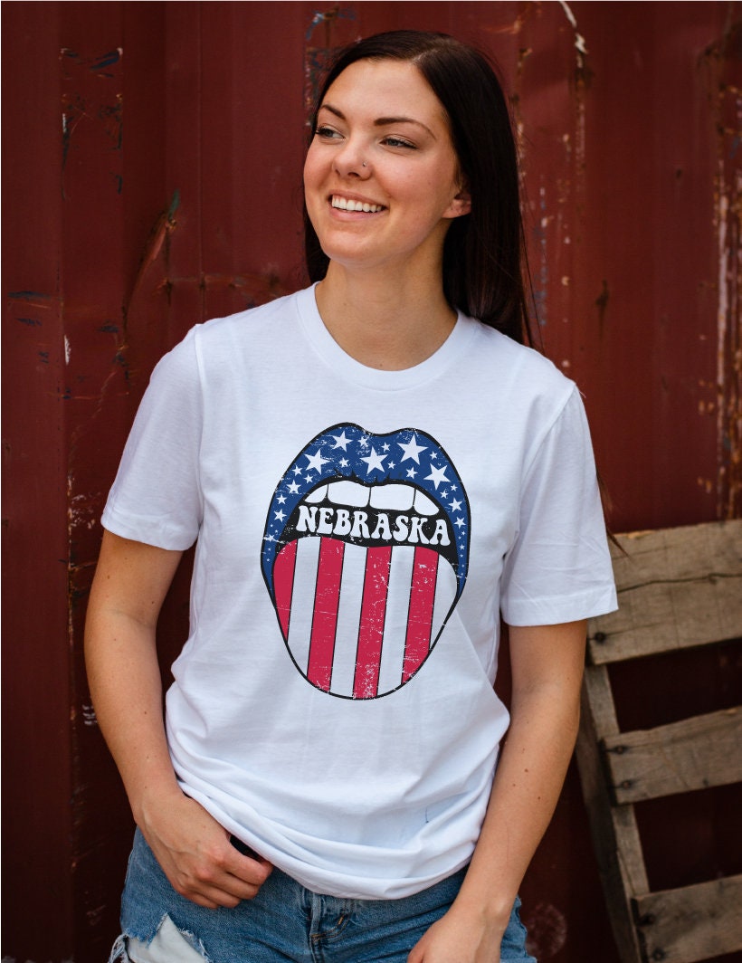 Nebraska Stars and Stripes Distressed Lips PNG, Patriotic Nebraska, 4th of July Nebraska Lips, Nebraska Distressed