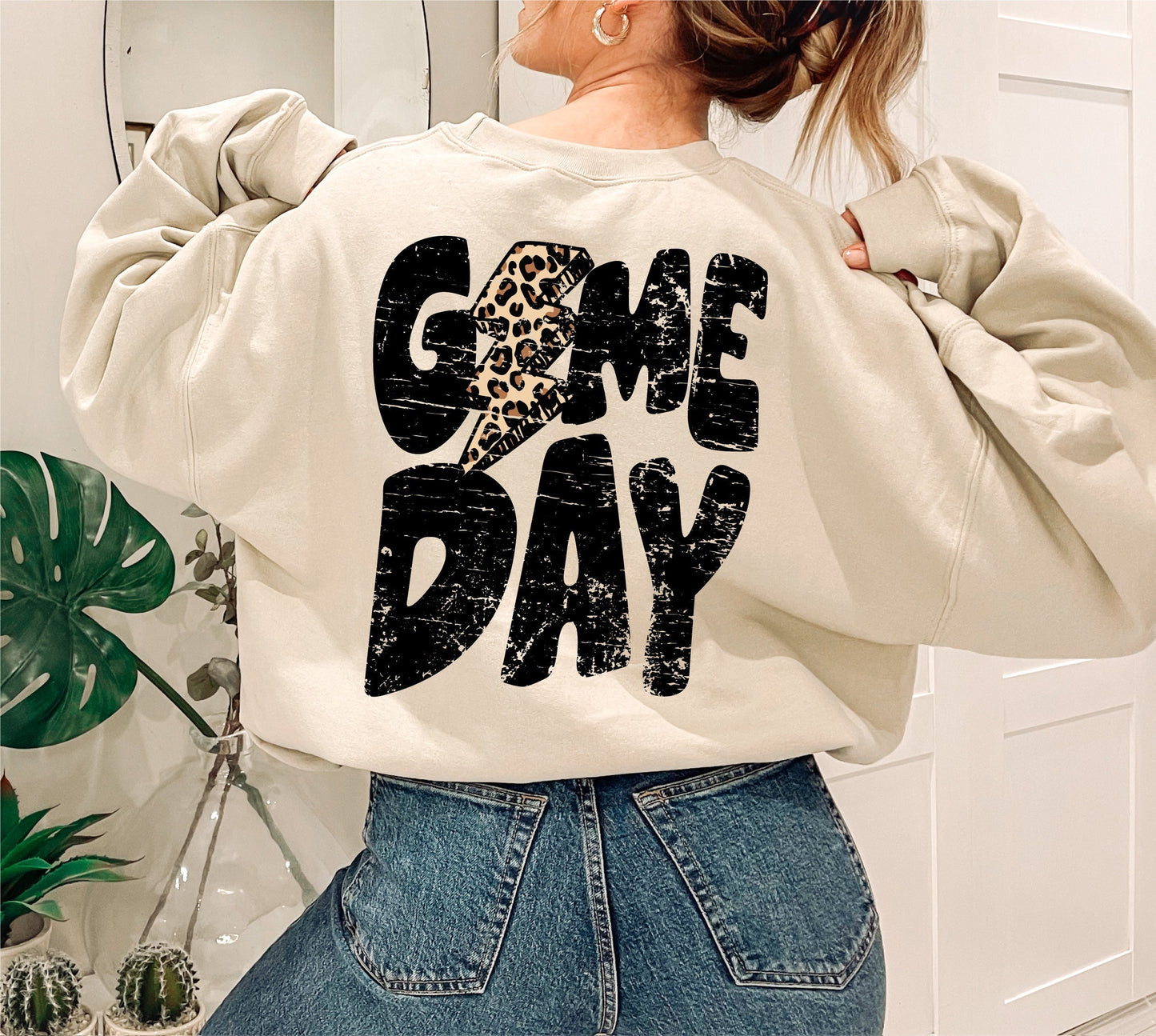 Game Day Lightning Bolt png, Distressed Game Day png, Sports png, Digital Design