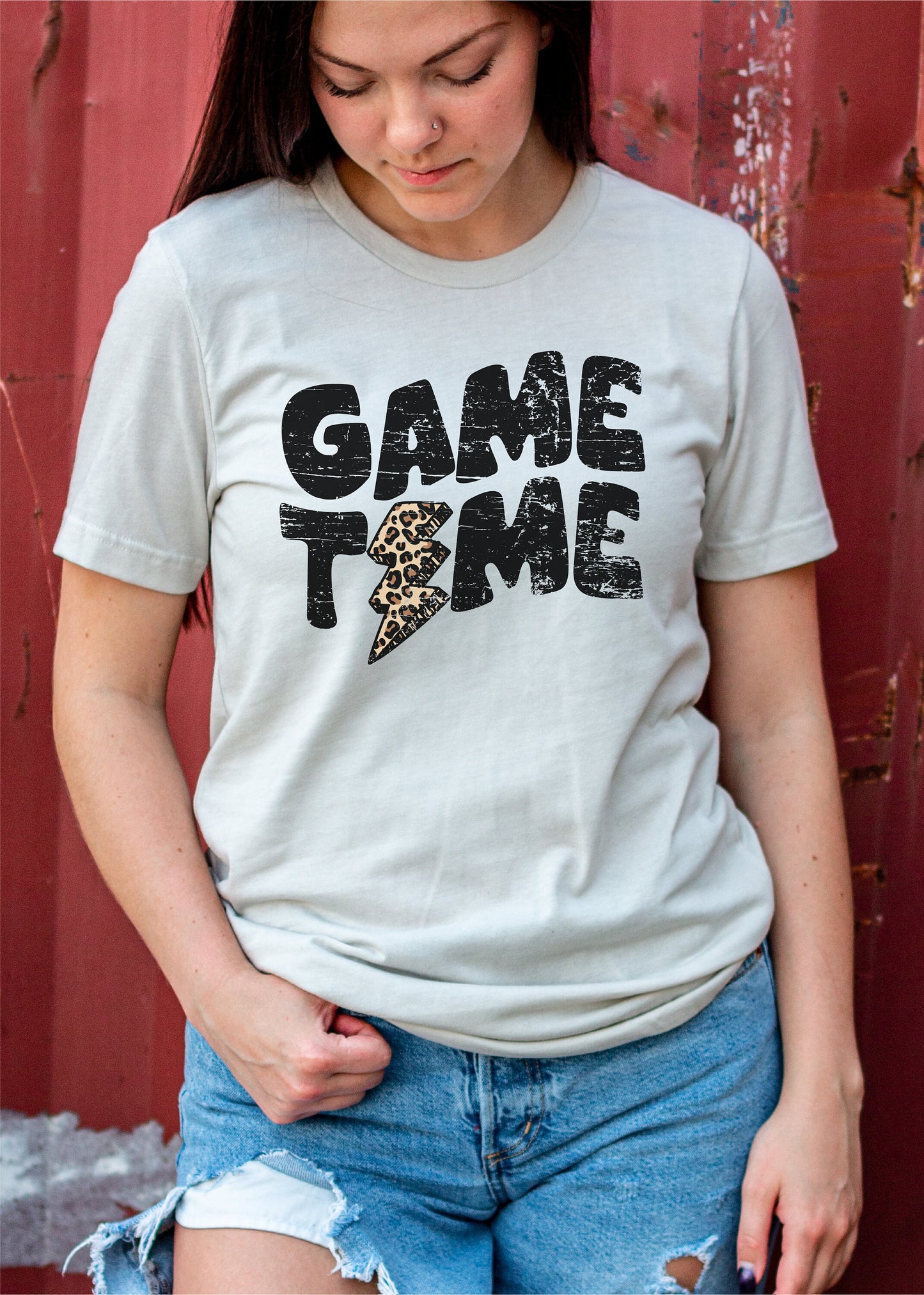 Game Time Lightning Bolt png, Distressed Game Day png, Sports png, Digital Design