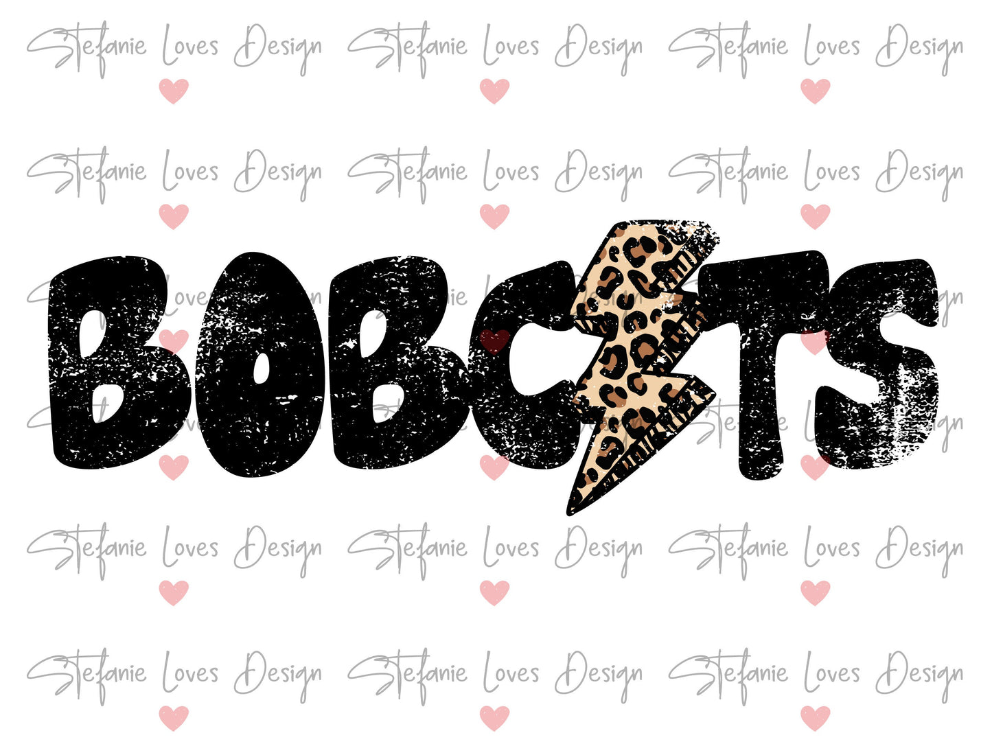 Bobcats Distressed Lightning Bolt PNG, Leopard Lightning Bolt png, Bobcats Mascot
