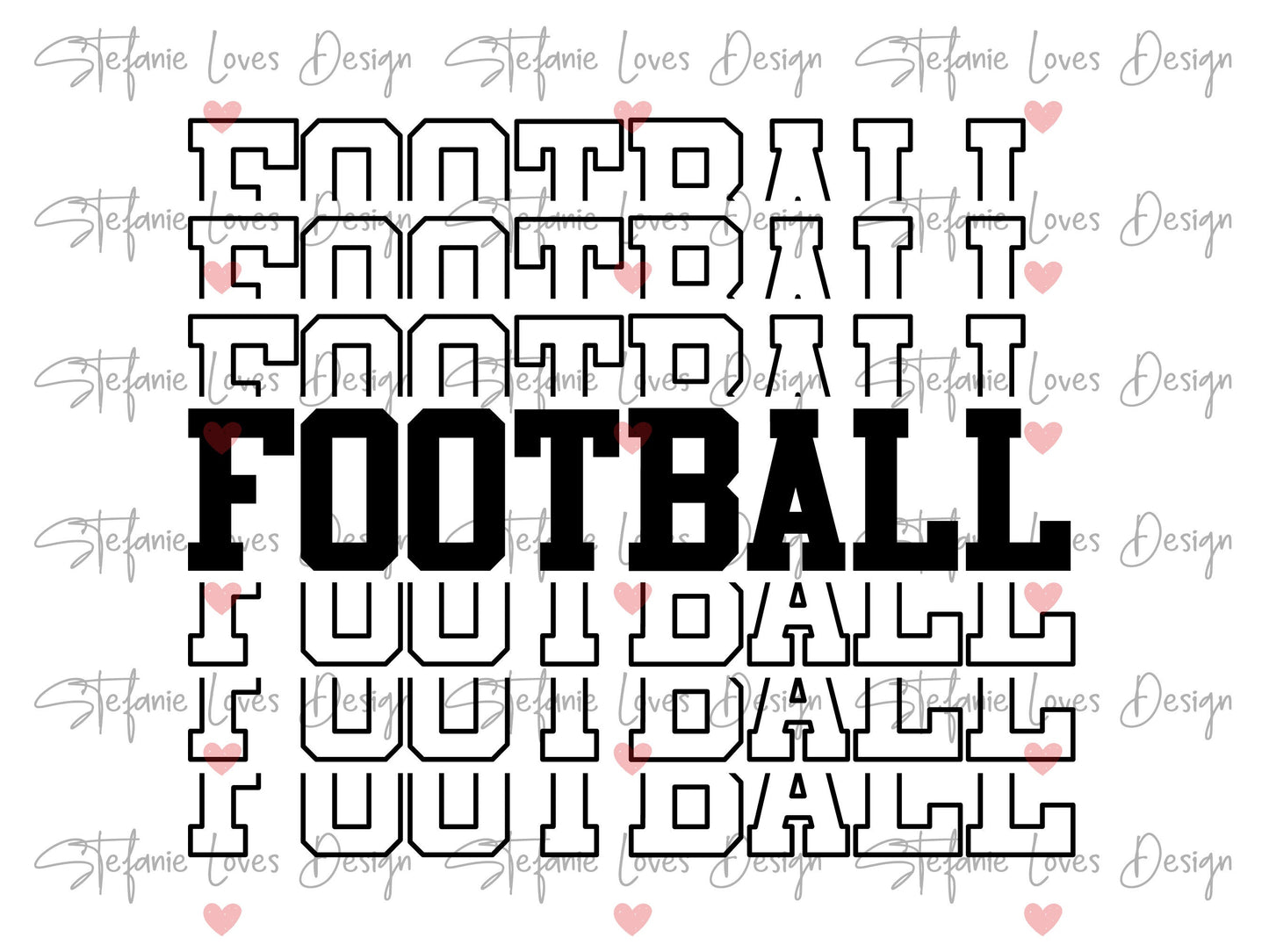 Football Stacked svg, Football Mirrored svg, Football shirt svg, Digital Design, Football Mirrored
