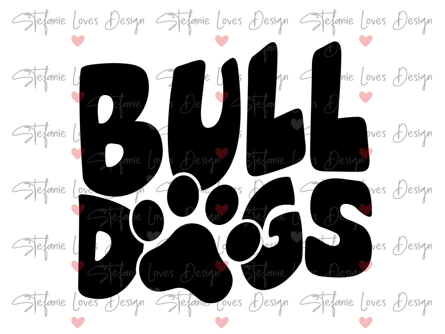 Bulldogs with Paw SVG, Bulldogs, Retro Wavy Letter Digital Design