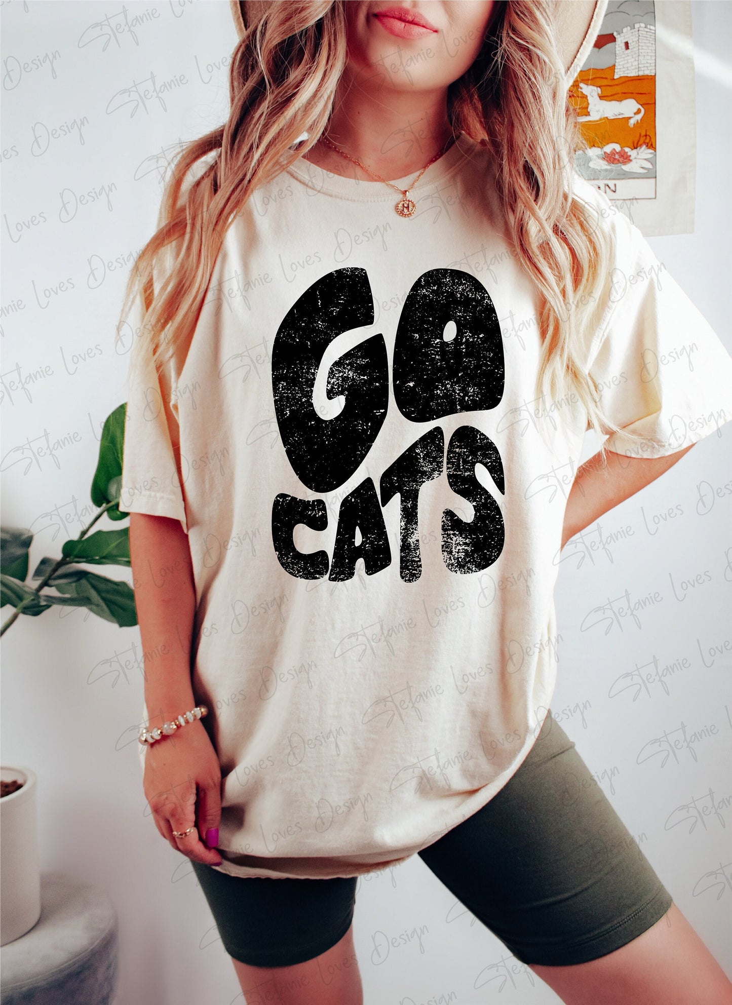 Go Cats Distressed PNG, Digital Download