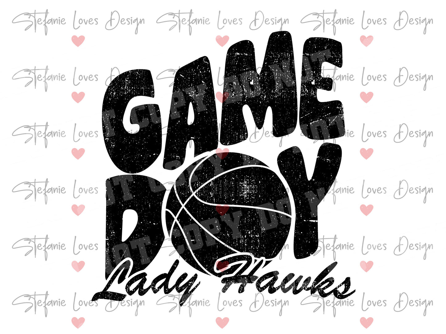 Game Day Basketball Lady Hawks Distressed png, Distressed Game Day png, Basketball png, Sports png, Digital Design