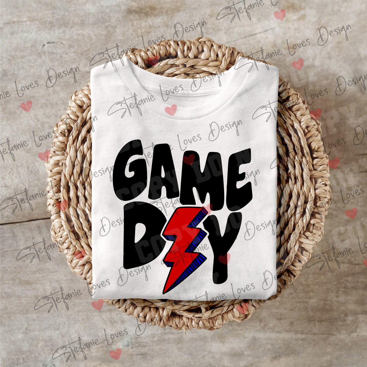 Game Day Bolt Red Blue SVG and PNG, Digital Design