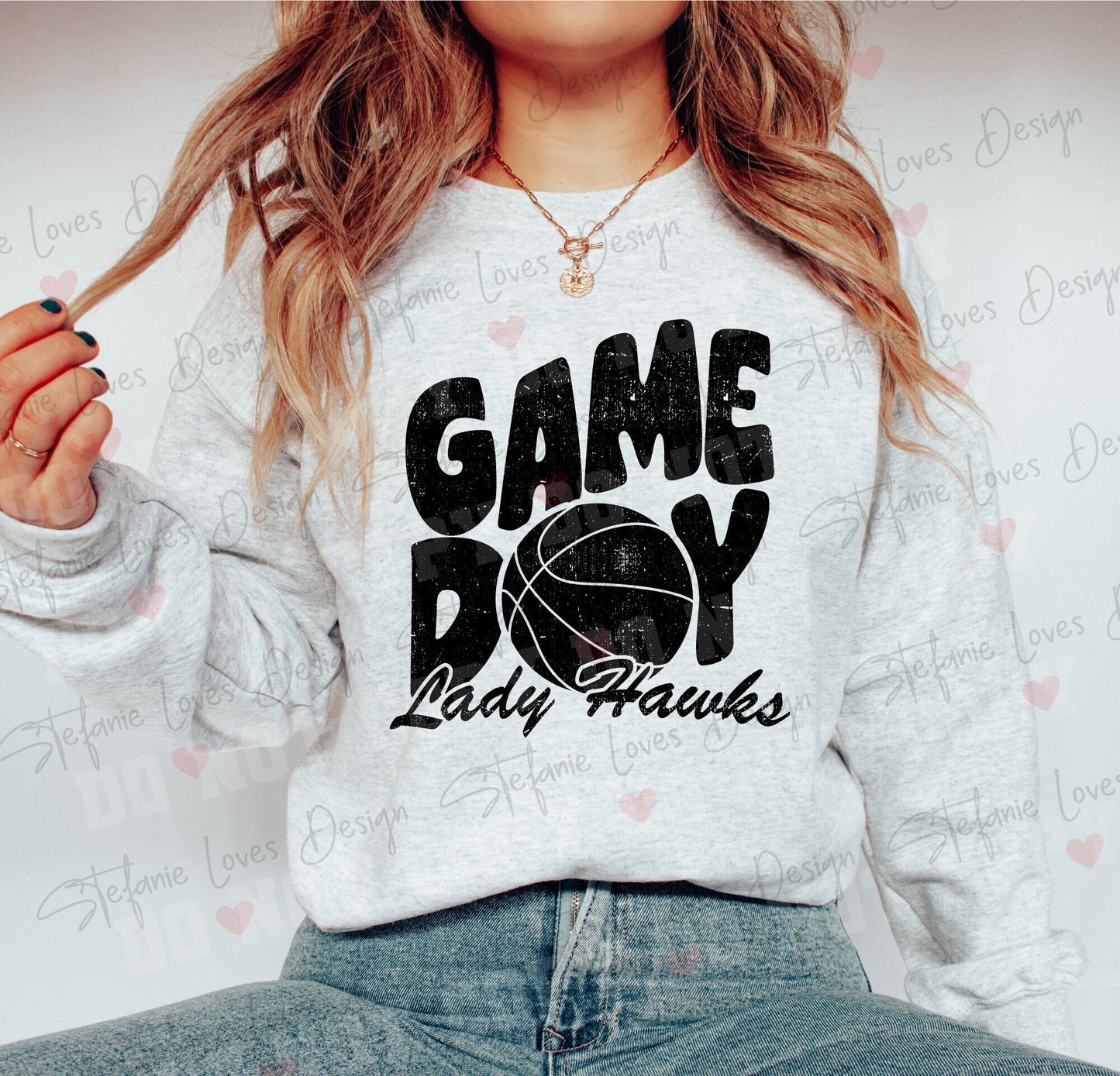 Game Day Basketball Lady Hawks Distressed png, Distressed Game Day png, Basketball png, Sports png, Digital Design