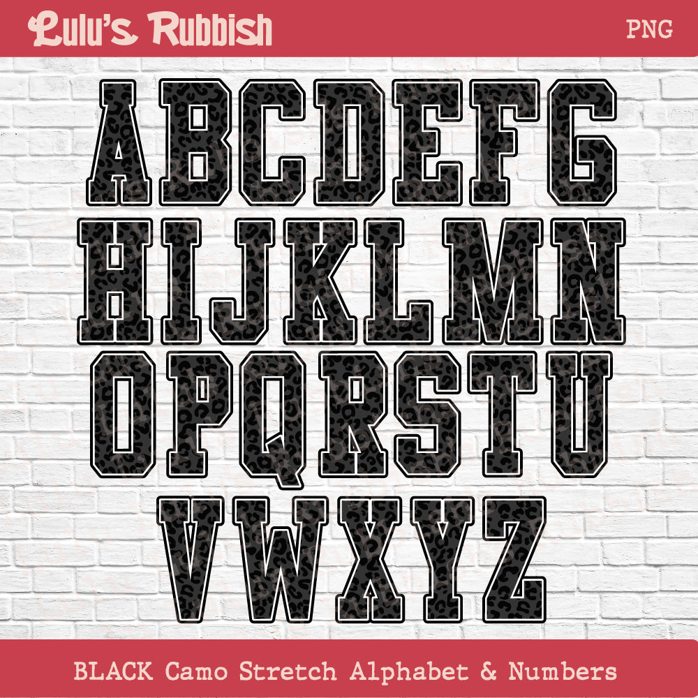Black Camo Alphabet | Camouflage Letter Set | Digital Download