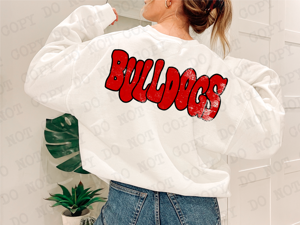 BULLDOGS Wonky Red & Black Digital Design