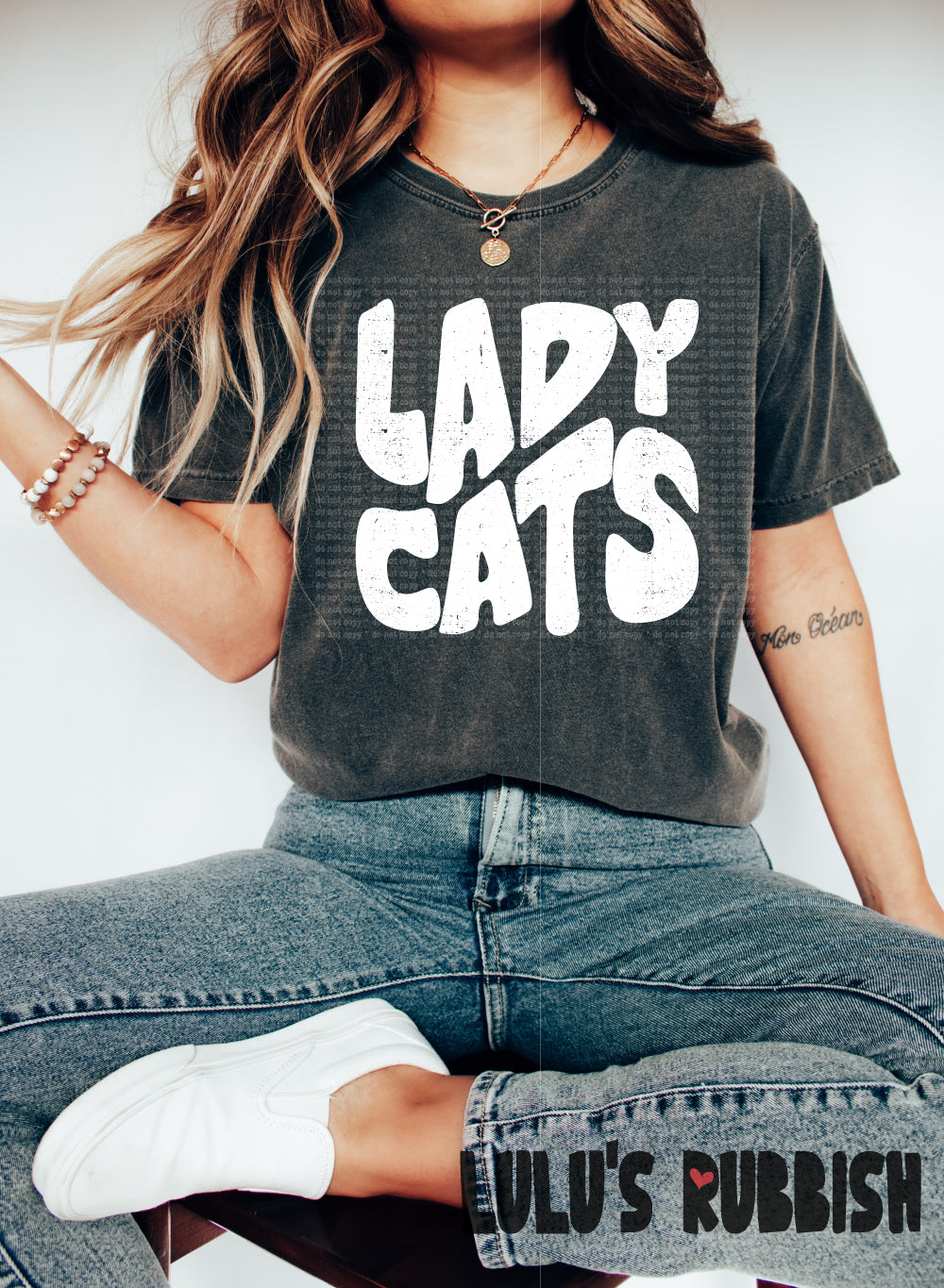 Lady Cats png, Distressed Mascot png, Digital Design