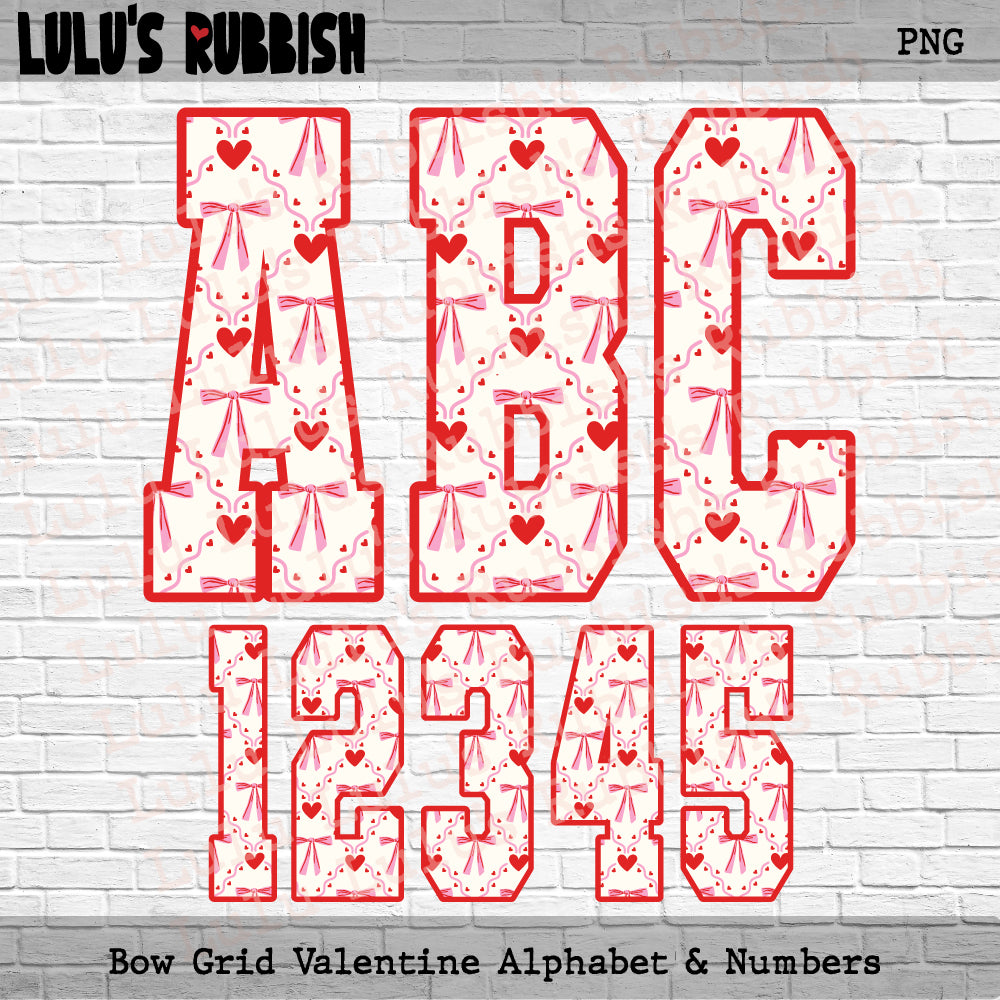 Bow Heart Valentine Alphabet PNG | Valentine Letters Printable Download