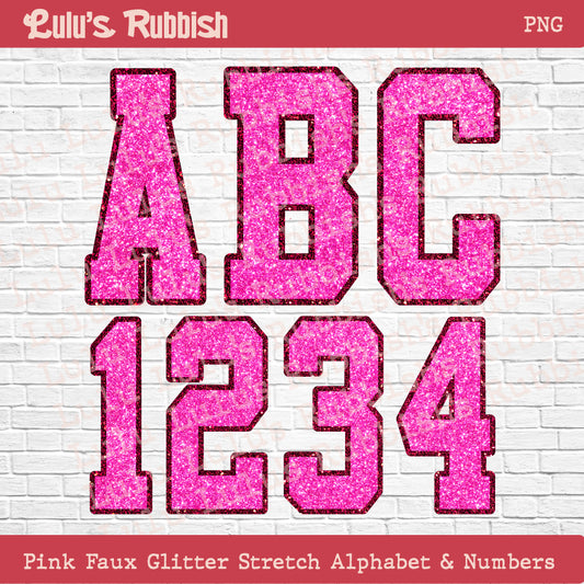 Pink Glitter Stretch Alphabet PNG | Printable Letters Digital Download