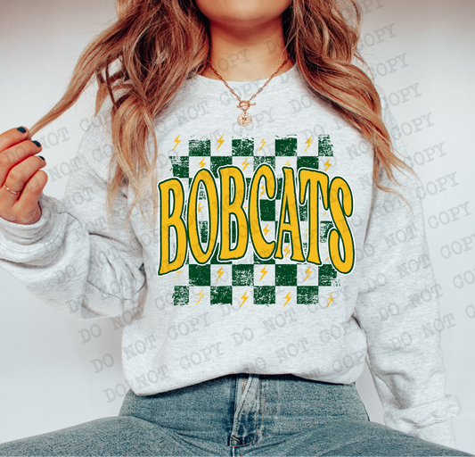BOBCATS Checkered Rag GREEN & GOLD