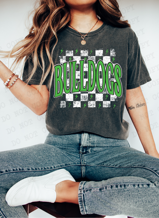 Bulldogs Checkered Rag Kelly Green & White