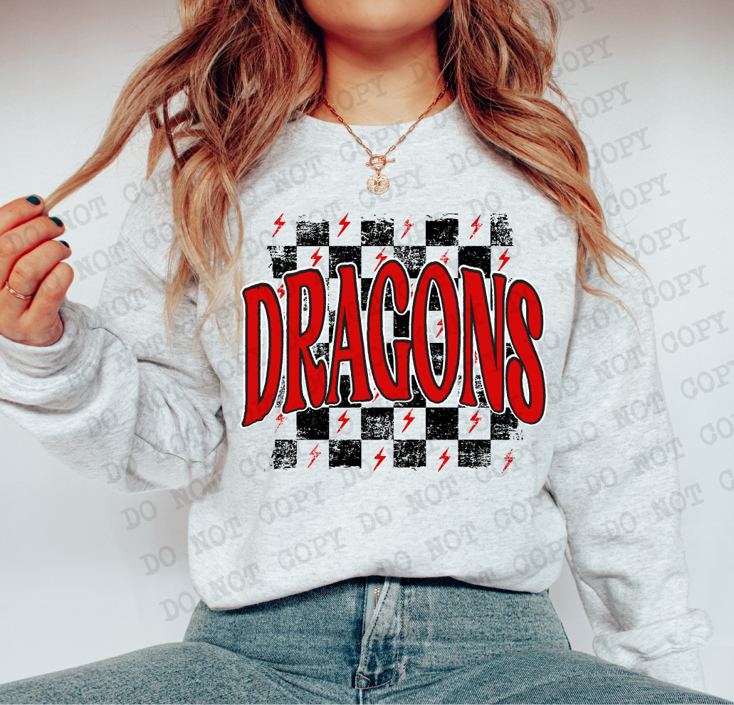 DRAGONS Checkered Rag RED