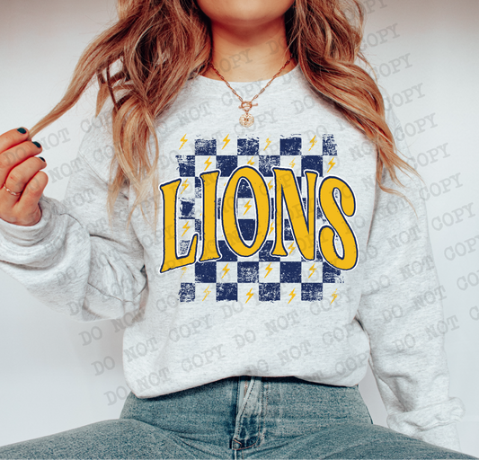 Lions Checkered Rag Navy & Gold