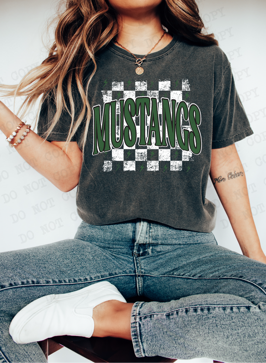 Mustangs Checkered Rag Green & White
