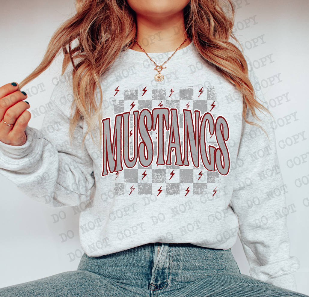 MUSTANGS Checkered Rag MAROON & GREY