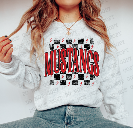 Mustangs Checkered Rag Red