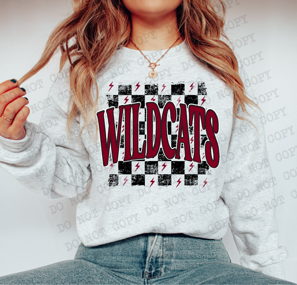 WILDCATS Checkered Rag Burgundy
