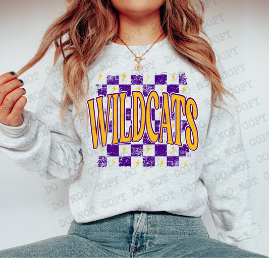 WILDCATS Checkered Rag Purple & Gold
