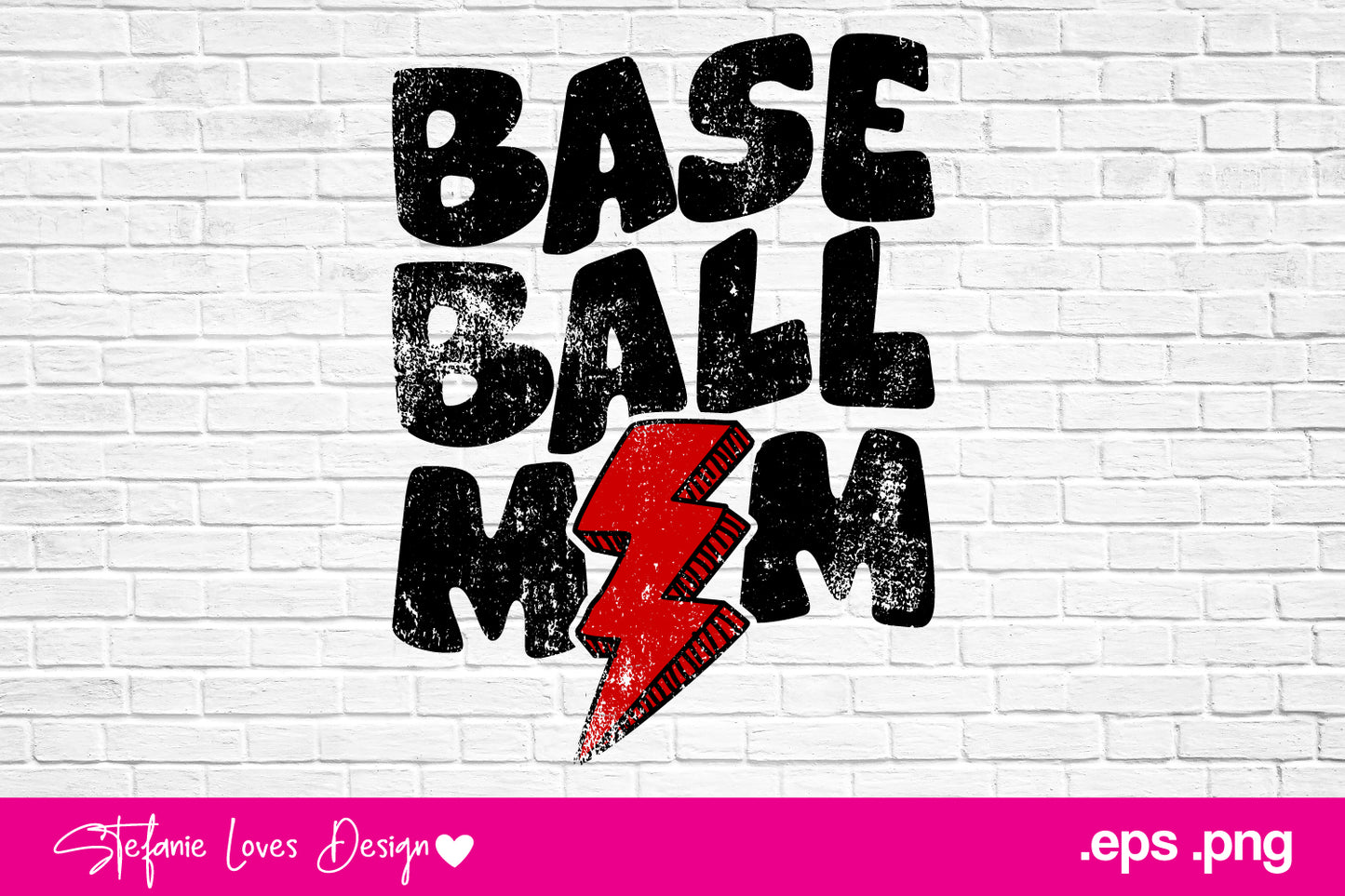 Baseball Mom Red Bolt Grunge png eps, Digital Design