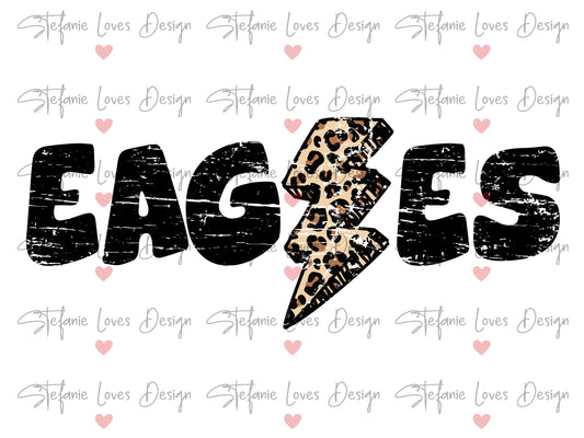 Eagles Distressed Lightning Bolt PNG, Leopard Lightning Bolt png, Eagles Mascot