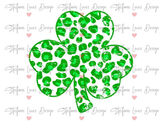 Shamrock Leopard distressed PNG, Shamrock png, Leopard Shamrock Design, St. Patricks Day png, Digital Design