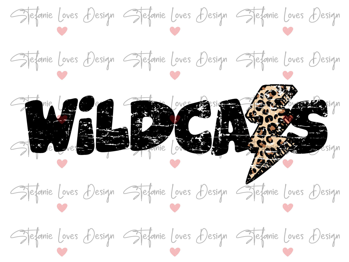 Wildcats Distressed Lightning Bolt PNG, Leopard Lightning Bolt png, Wildcats Mascot
