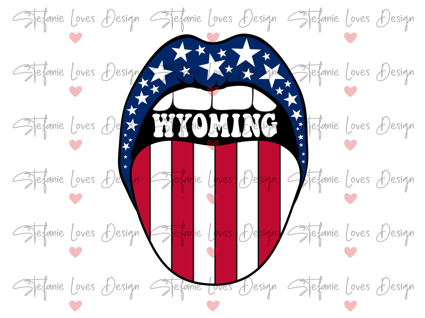 Wyoming Stars and Stripes Lips PNG, Patriotic Wyoming, 4th of July Wyoming Lips, Wyoming Patriotic tee