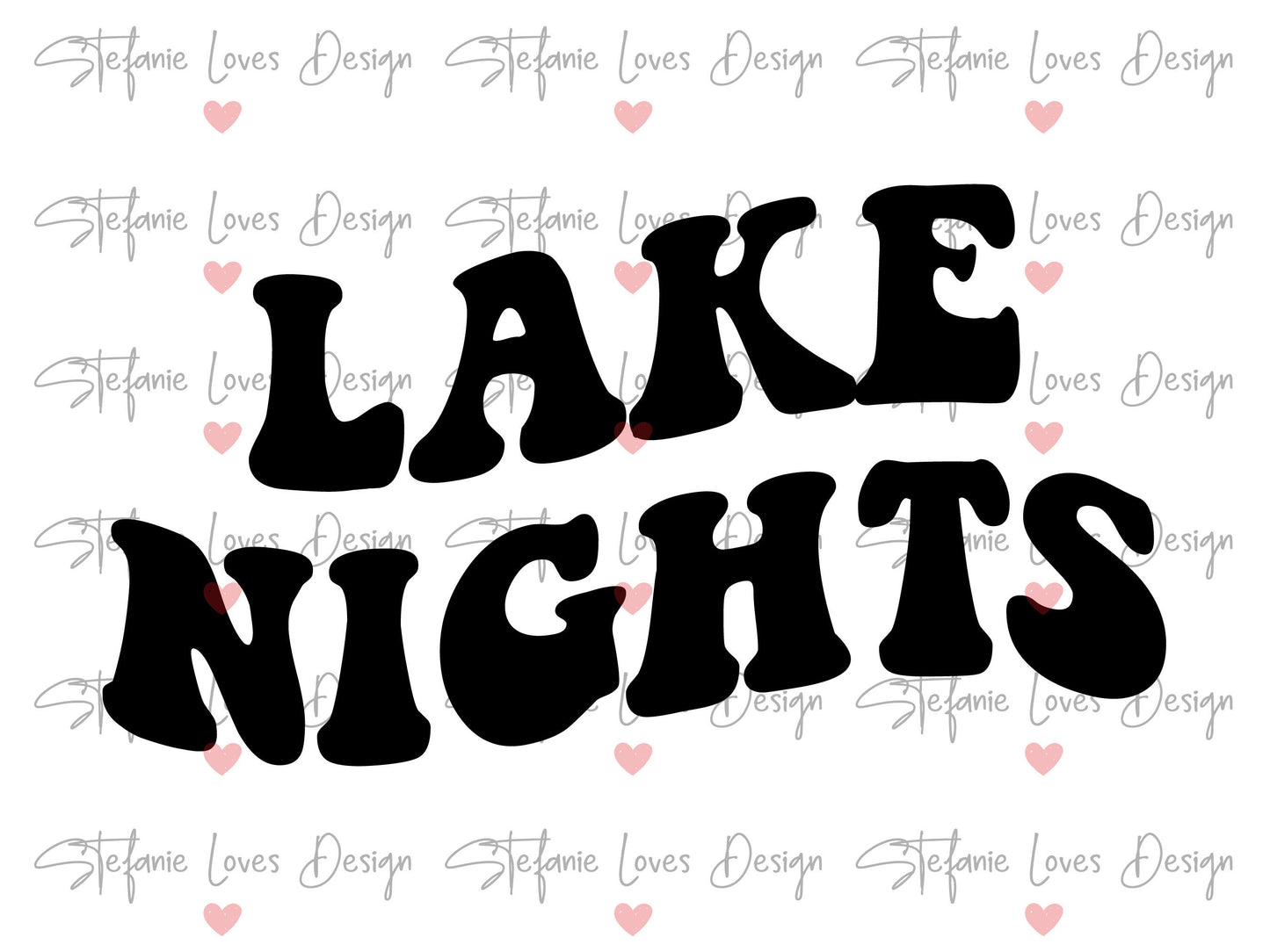 Lake Nights svg, Lake svg, Wavy Letters, Digital Design