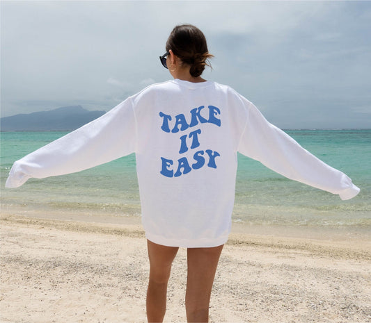 Take It Easy svg, Beach svg, Wavy Letters, Digital Design