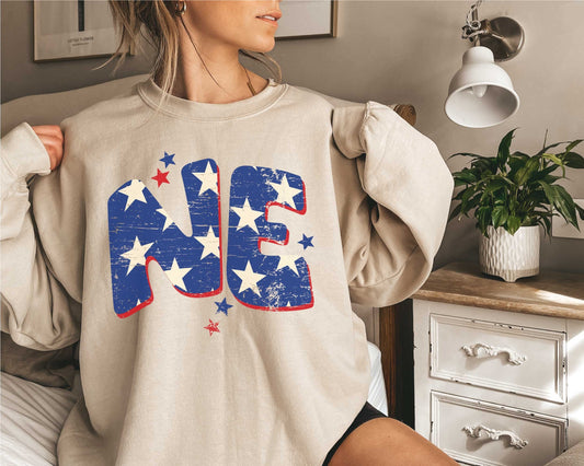 NE Patriotic Star Distressed, Nebraska Flag Stars Design, Nebraska png, American Digital Download