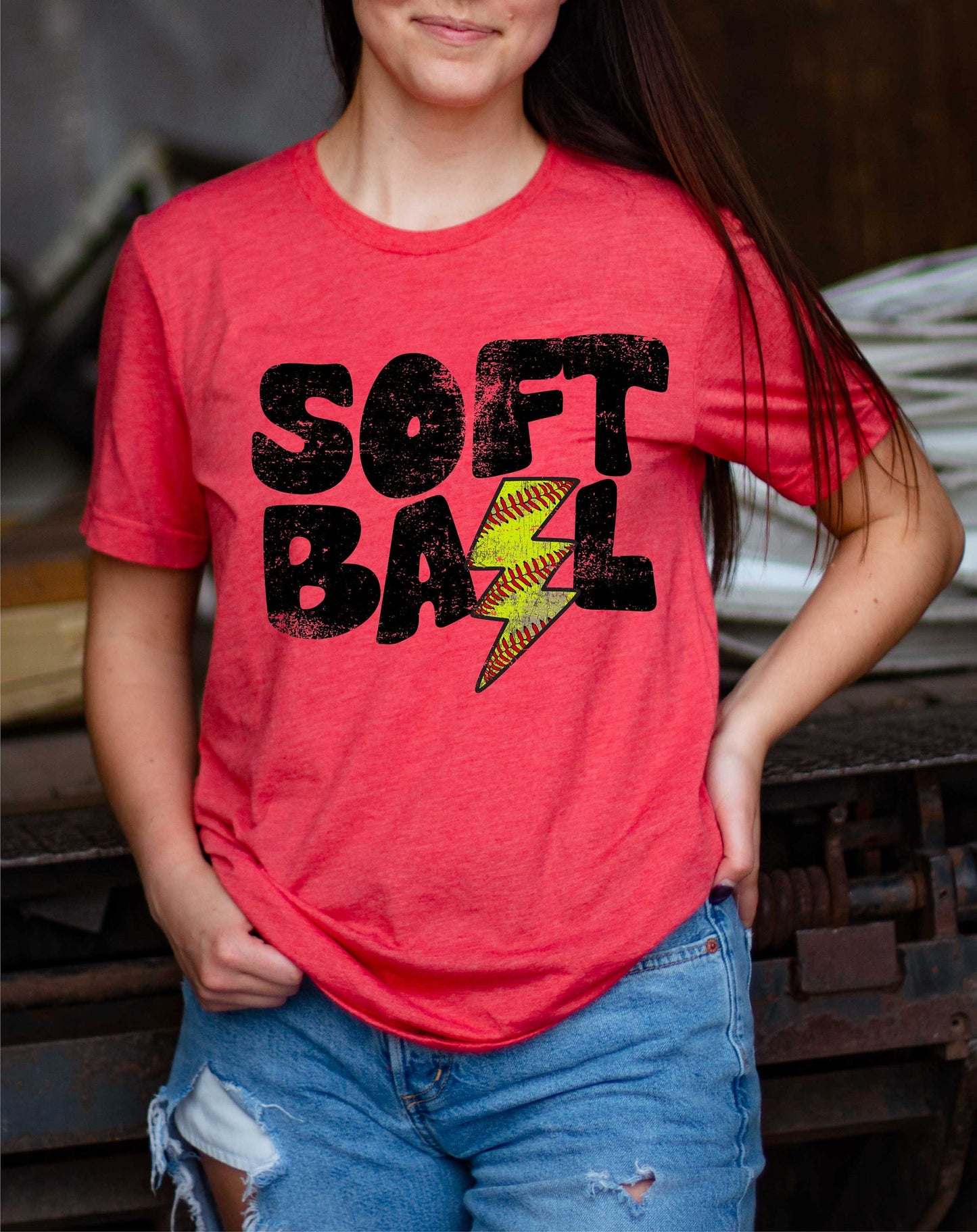 Softball with Softball Lightning Bolt Distressed png, Distressed Softball png, Sports png, Digital Design