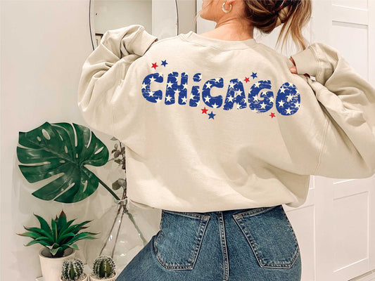 Chicago Star Distressed Patriotic Design, Chicago Illinois png, American Digital Download