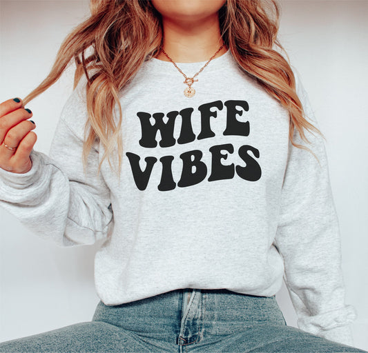 Wife Vibes svg, New Wife svg, Bride svg, Wavy Letters, Digital Design