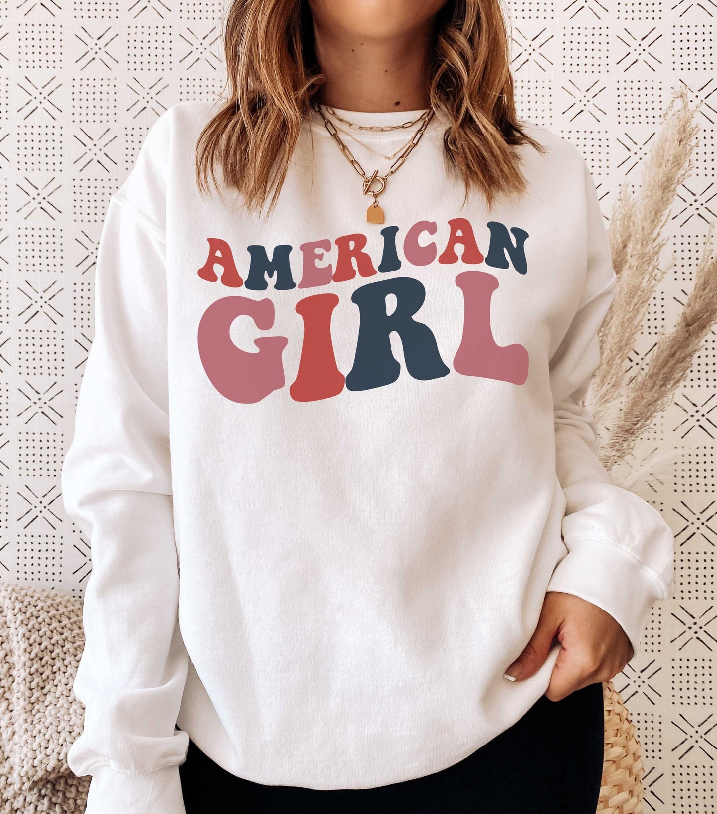 American Girl svg, America, July 4th Independence Day, Fourth of July, Wavy Letters Digital Design