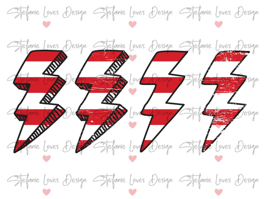 Stripes Lightning Bolt PNG, Patriotic Lightning Bolt png, Digital Design