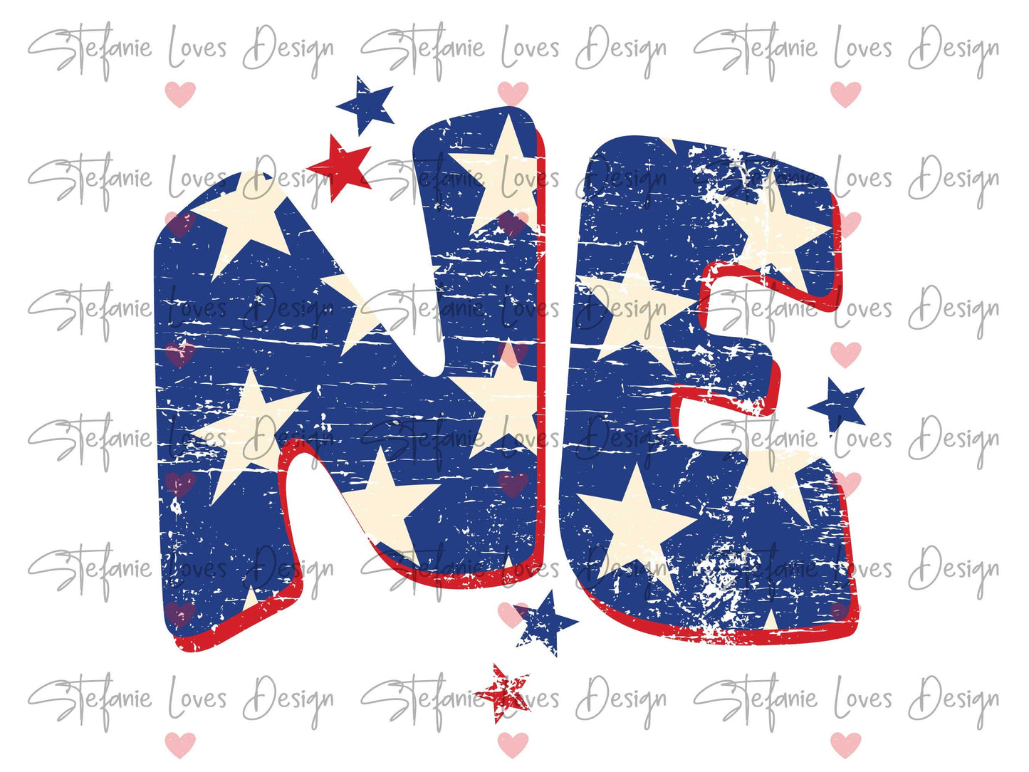 NE Patriotic Star Distressed, Nebraska Flag Stars Design, Nebraska png, American Digital Download