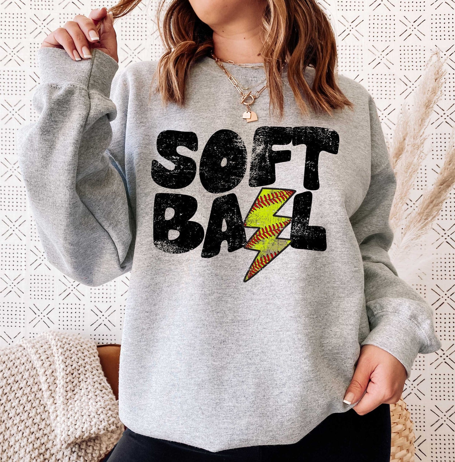 Softball with Softball Lightning Bolt Distressed png, Distressed Softball png, Sports png, Digital Design