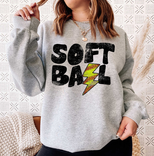 Softball with Softball Lightning Bolt Distressed png, Distressed Softball png, Sports png, Digital Design