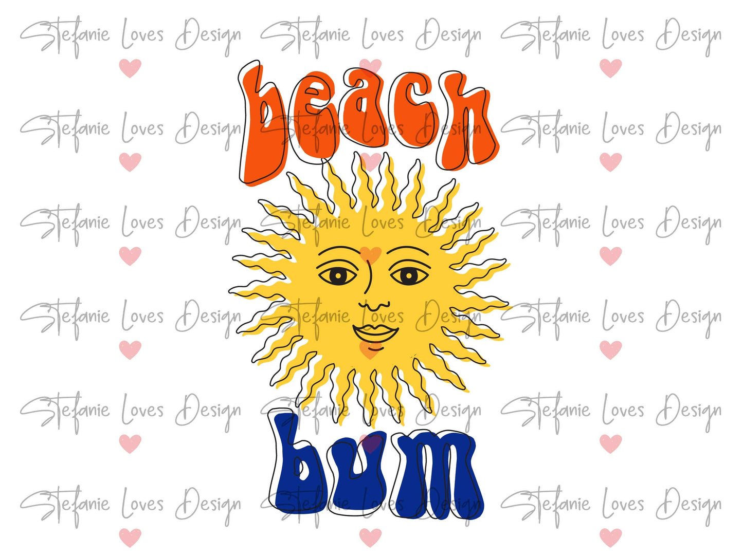 Beach Bum svg, Beach Bum Sun svg, Wavy Letters Svg, Digital Design