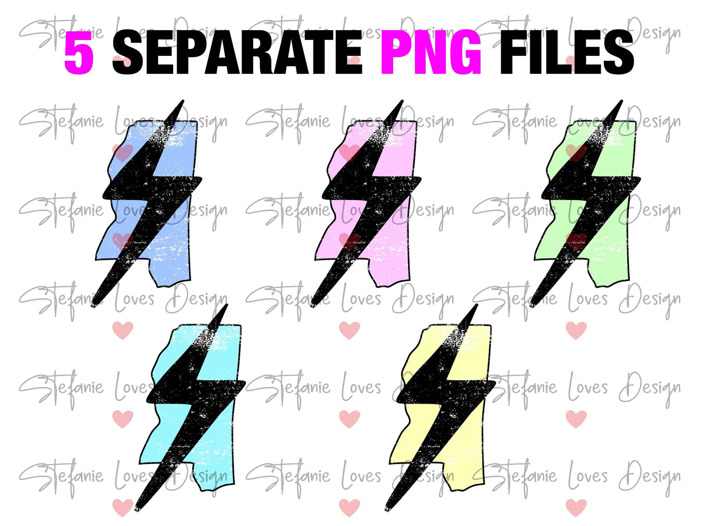 Mississippi Pastel Distressed Lightning Bolt PNG, Lightning Bolt png, Mississippi, 5 different colors