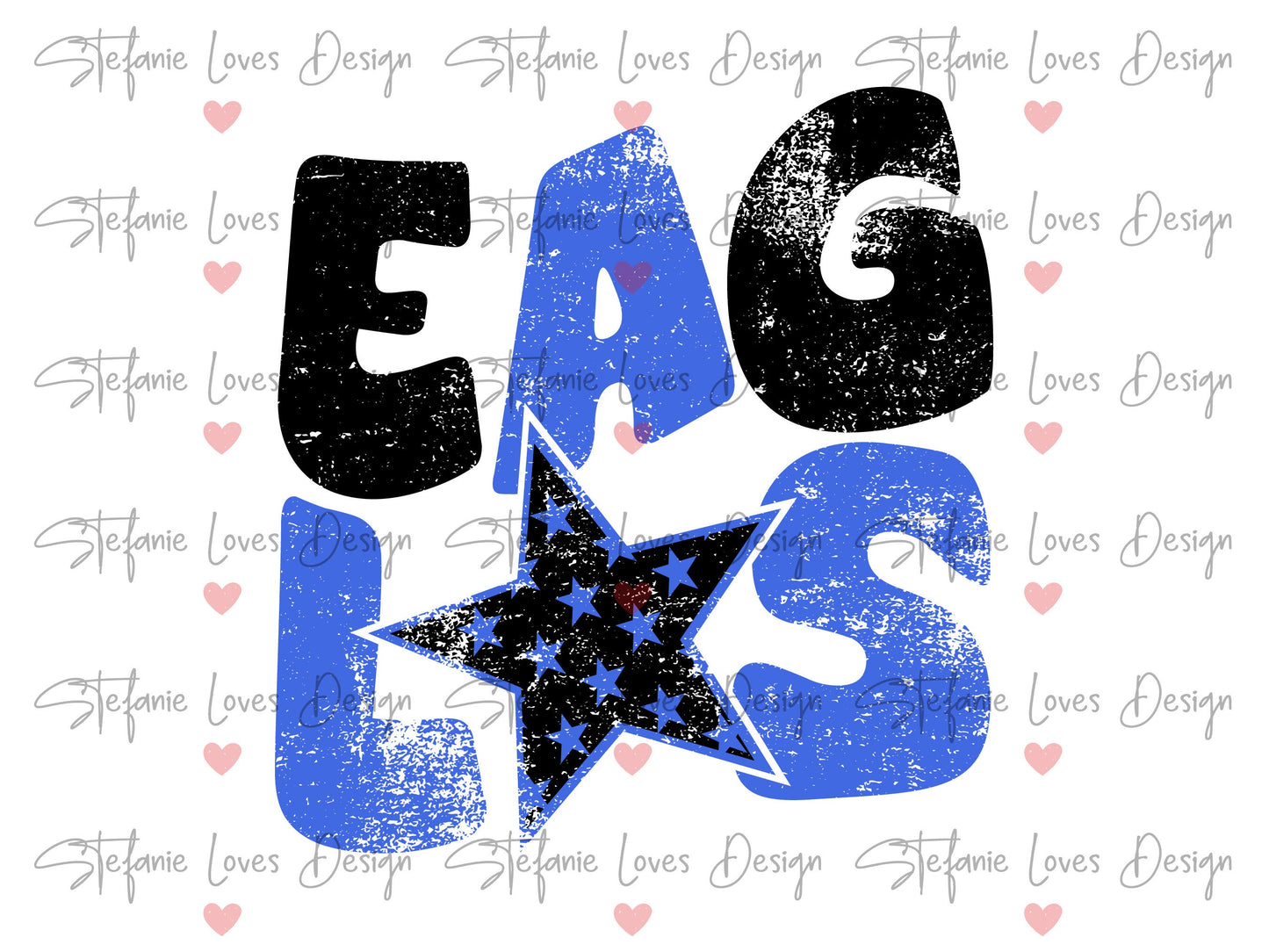 Eagles Distressed Star PNG, Eagles png, Retro Letter Digital Design