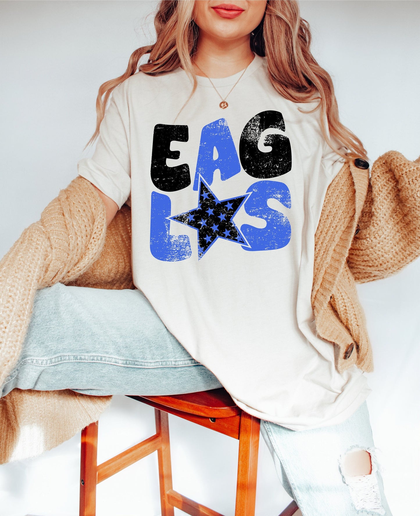 Eagles Distressed Star PNG, Eagles png, Retro Letter Digital Design