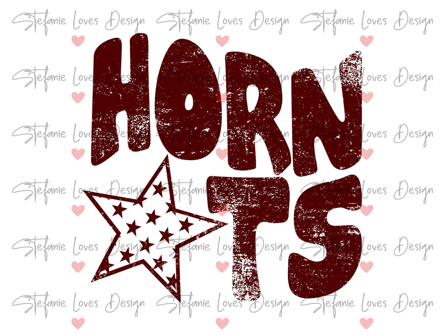 Hornets Distressed Star PNG, Hornets png, Retro Letter Digital Design