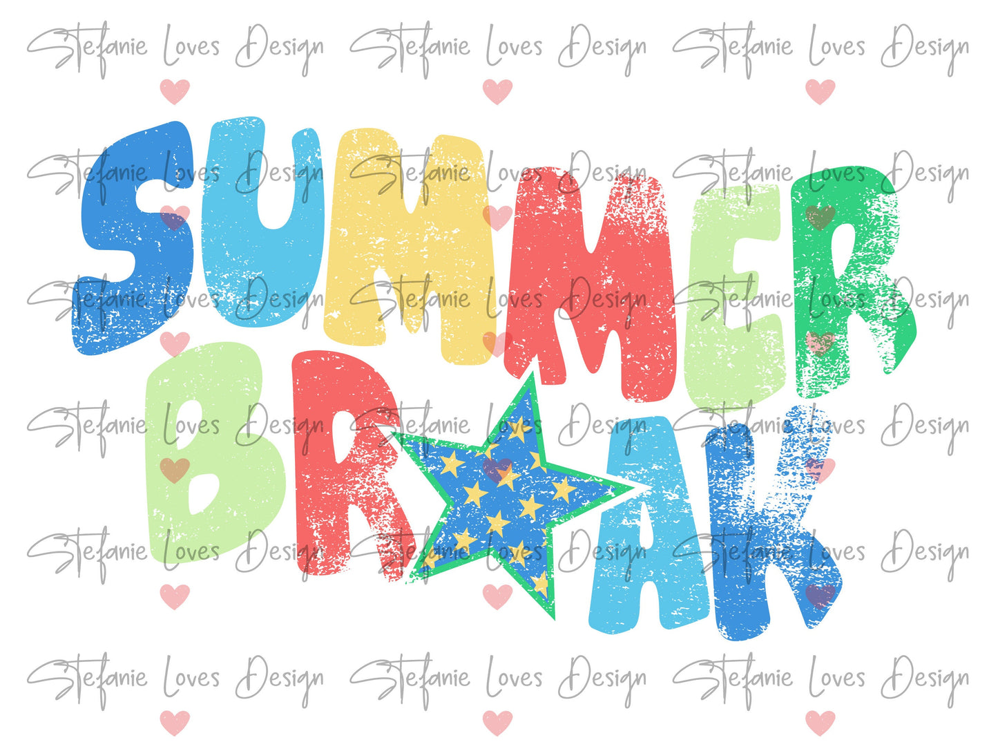 Summer Break png, Summer colorful, Wavy Letters png, Digital Design