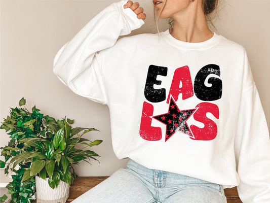 Eagles Distressed Star PNG, Eagles png, Retro Letter Digital Design