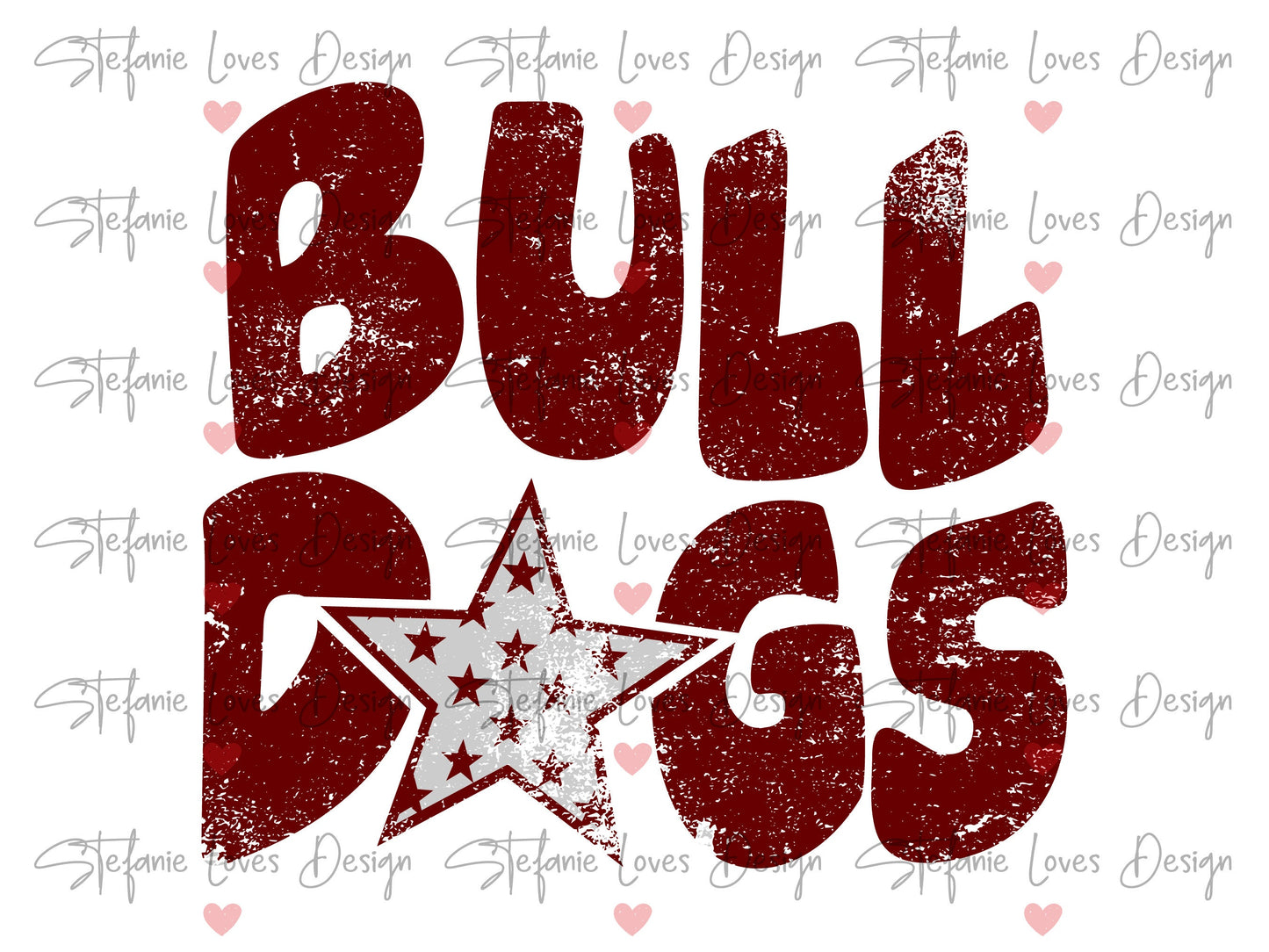 Bulldogs Distressed Star PNG, Bulldogs png, Retro Letter Digital Design